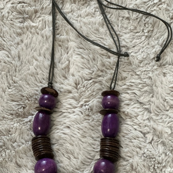 Purple and Brown Beaded Necklace and earrings set - Picture 4 of 4